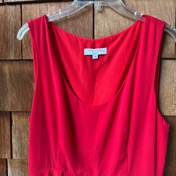 Prabal Gurung Cherry Red Ruffled Cocktail Sheath Midi Dress in Women's 14 - Picture 4 of 10